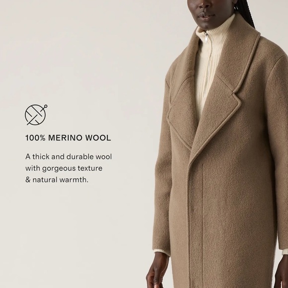 Quince 100% Merino Wool Shawl Collar Long Coat XS NWOT Heather Elm - Picture 5 of 14